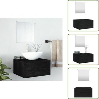 vidaXL The Living Store Set Mobili da Bagno 2 pz Nero in Legno Multistrato - Specchio da bagno