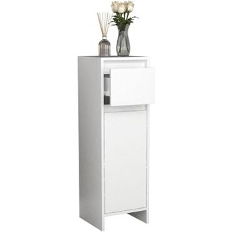 VCM Legno Midischrank Mensola da bagno Dimensioni: A. 95 x L. 30 x P. 30 cm 1 Cassetto 1 Porta Grande - Malira (Bianco / Rovere al Miele)