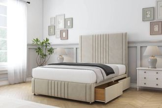 Comfort Beds Royal Plush Divan Base 2 Drawers - 54 Headboard-Footboard in Cream | Size: King