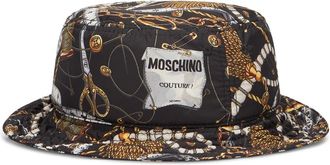 Moschino Accessoires, Dames, Veelkleurig, M, Polyester, Bucket Hat met Prints