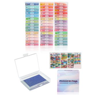 OEM Caja De Almacenamiento Para Diamante Painting - 45 Compartimentos Transparentes - Para Piedras Redondas Y Cuadradas - Con Etiquetas Num&eacute;ricas Colorida