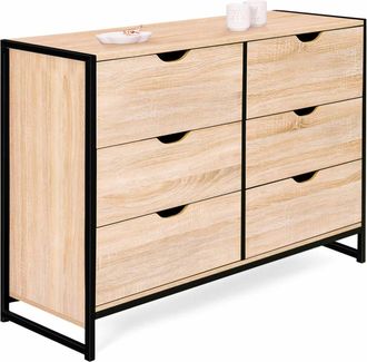 IDMarket Detroit Cassettone A 6 Cassetti Da 115 Cm Design Industriale