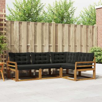 vidaXL Vidaxl Set Di Divani Da Esterno 4 Pz Naturale E Nero