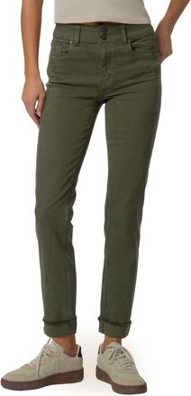 Kut from the Kloth Amy Frayed Crop Slim Straight Leg Jeans in Tree at Nordstrom, Size 00