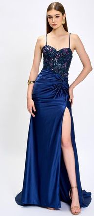 Bariano Nahdia Beaded Sequin Gown in Navy at Nordstrom, Size 8