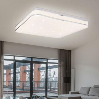 ETC Shop Etc-shop - Plafoniera led plafoniera soggiorno lampada metallo acrilico bianco cromato anello scintilla decoro, 1800 Lm 3000K bianco caldo 24 watt, l