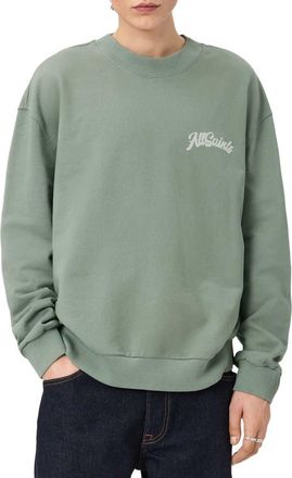 AllSaints Odyssey Logo Sweatshirt in Spring Green at Nordstrom, Size Xx-Large