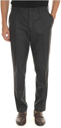 Hindustrie Flanellen Chino Broek met Front Darts - Heren - Nette broeken - Zwart - 3XL - Wol - Broeken