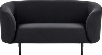 Beliani Beliani - Sof&aacute; 2 Plazas De Poli&eacute;ster Negro Suave Patas Negras Retro Glamour Loen