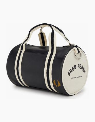 Fred Perry Mens Fred Perry Classic Mini Barrel Bag Black/Ecru - Size: ONE size