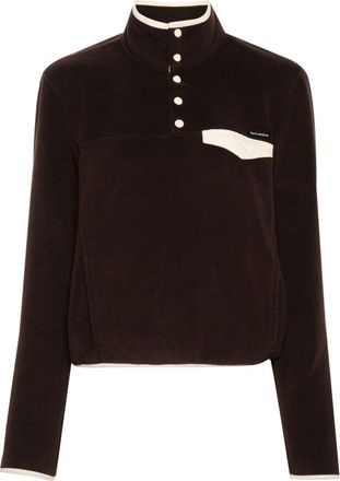 Sporty & Rich appliqu&eacute;-logo fleece jumper - women - Polyester - S - Brown