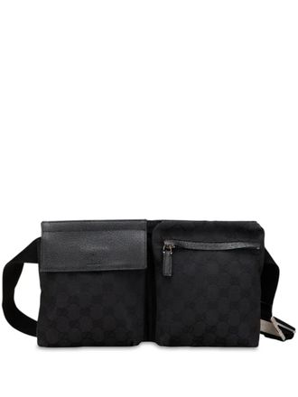 Gucci 2000-2015 GG Canvas Double Pocket belt bag - unisex - Canvas - One Size - Black