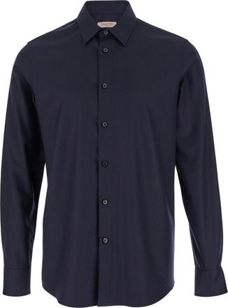 Valentino Garavani Navy Blue Classic Collar Shirt