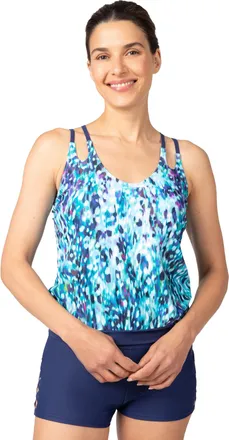 Free Country Womens Double Strap Cut Out Blouson Tankini Top
