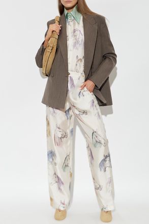 Moschino Silk Shirt With Print, Womens, Cream