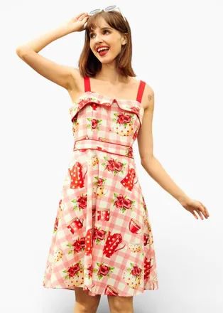 ModCloth Tea Time Cutie Dress in Strawberry Teacake at Nordstrom, Size X-Small