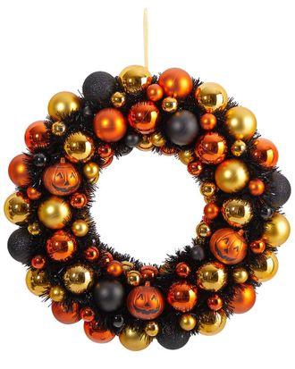 Nearly Natural 19In Halloween Shatterproof Jack-O-Lantern Pumpkin Ornament Wreath