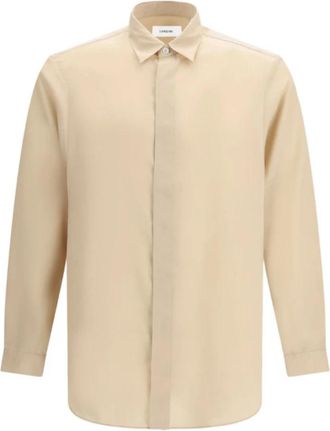 Lardini Camicia con bottoni ricoperti - Heren - Casual Overhemden - Beige - L - Overhemden