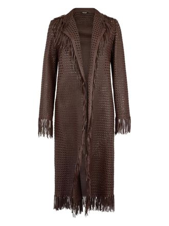 Roberto Cavalli leather coat - women - Calf Leather - 38 - Brown