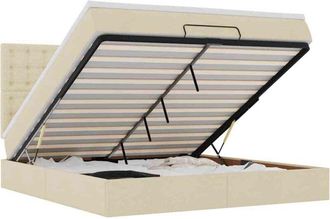 vidaXL Estructura De Cama Otomana Con Colch&oacute;n Tela Crema 180x200cm Vidaxl