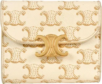 Celine Brown Ivory Pvc Leather Wallet (Tri-Fold) (Pre-Owned)