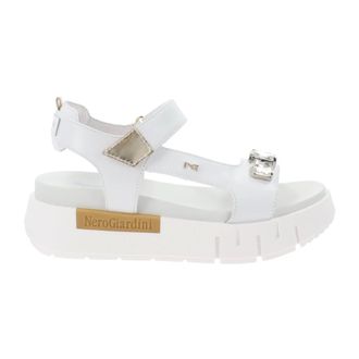 Nero Giardini Flat Sandals, female, White, Size: 8 US Italian Leather Sandals