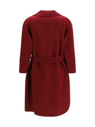 Max Mara Womens Arona Virgin Wool Coat New Ruby Fleece Ovis Aries