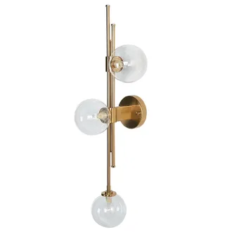 Beliani L&aacute;mpara De Pared De Metal Dorado 75 Cm Aplique Cristal 3 Luces Glamour Tulija