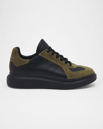 Alexander McQueen Mens Leather and Suede Oversized Sneakers