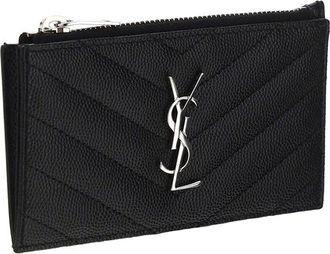 Saint Laurent Womens Leather Cardholder Nero Calf Bos Taurus Wallet