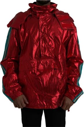 Dolce & Gabbana Rode Nylon Hooded Jas - Heren - Zomerjassen - Rood - 2XL - Nylon - Jassen