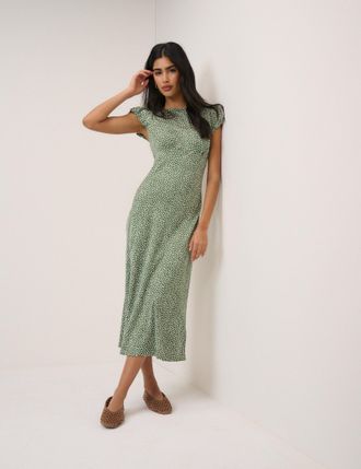 Nobody's Child Green Polka Dot Willow Midi Dress