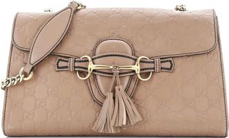 Gucci Emily Chain Flap Bag Guccissima Leather Medium shoulder bag - Beige
