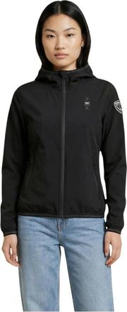 Blauer Hooded Turtleneck Zip-Up Blazer - Dames - Zomerjassen - Zwart - L - Leer - Jassen