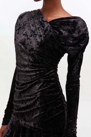 Ganni Black Ruched Mini Dress - Size 32