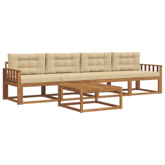 vidaXL Conjunto De Sof&aacute;s De Exterior Con Coj&iacute;n 5 Pcs Natural Y Beige Vidaxl
