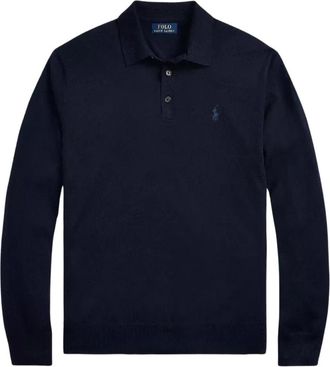 Ralph Lauren Wollen trui met polokraag - Heren - V-hals truien - Blauw - L - Wol - Truien & Vesten