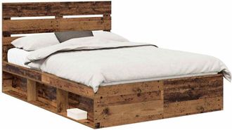 vidaXL Estructura De Cama Con Cabecera Madera Vieja 140 X 190 Cm Vidaxl