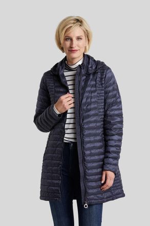 Bugatti Parka BUGATTI, Damen, Gr. 34, blau (marine), 100% Polyamid, regular fit, normaler Saum, Jacken Parka, mit abnehmbarer Kapuze