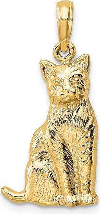 Diamond2Deal 14k Yellow Gold Textured Sitting Cat Charm