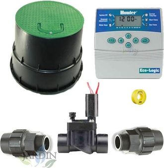 Hunter Pack Riego Autom&aacute;tico Irrigation 24v, 1 Zona De Riego Para Tuberia 32mm