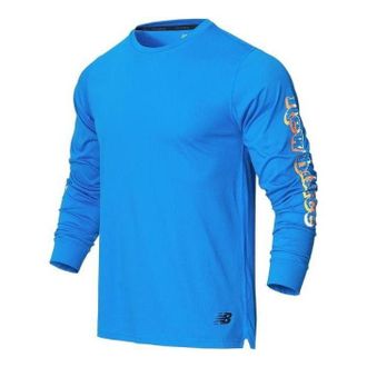 New Balance Athletic Fit Printed Long Sleeve Top Blue MT21065-SBU