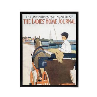 Artery8 Home Journal Vintage Mag Framed Canvas Wall Art Print Penfield in Beige | Size: W24 x H32