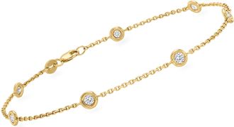 Ross-Simons Diamond Station Bracelet in 14kt Yellow Gold