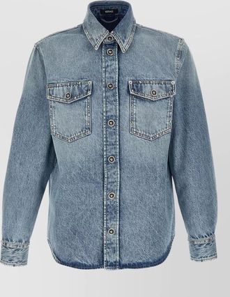 Versace medusa shirt long sleeves front pockets studs