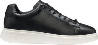 HUGO BOSS Schoenen, Heren, Zwart, 45 EU, Leer, Leren sneakers met rubberen zool