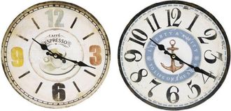 Trade Shop Trade Shop - Orologio Da Parete In Stile Vintage Tondo In Legno Analogico Casa Cucina 218707