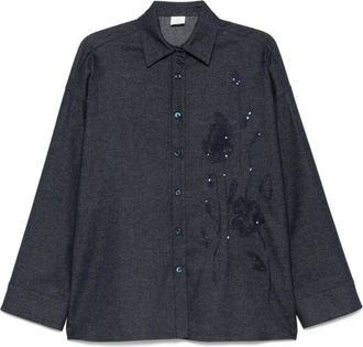 Eleventy Camicia con paillettes - Blu