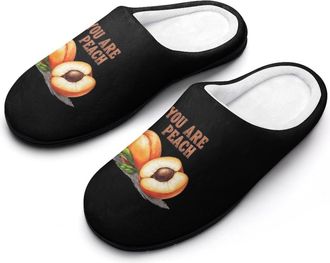 Generic You Are A Peach Funny Mens Slippers Cotton Warm House Shoes Memory Foam Sandals Print Size 7-14