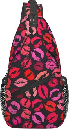 Generic Red Nice Lip Imprint Crossbody Bag With Zipper Shoulder Bag Lightweight Sling Backpack For Outdoors Women Traveling